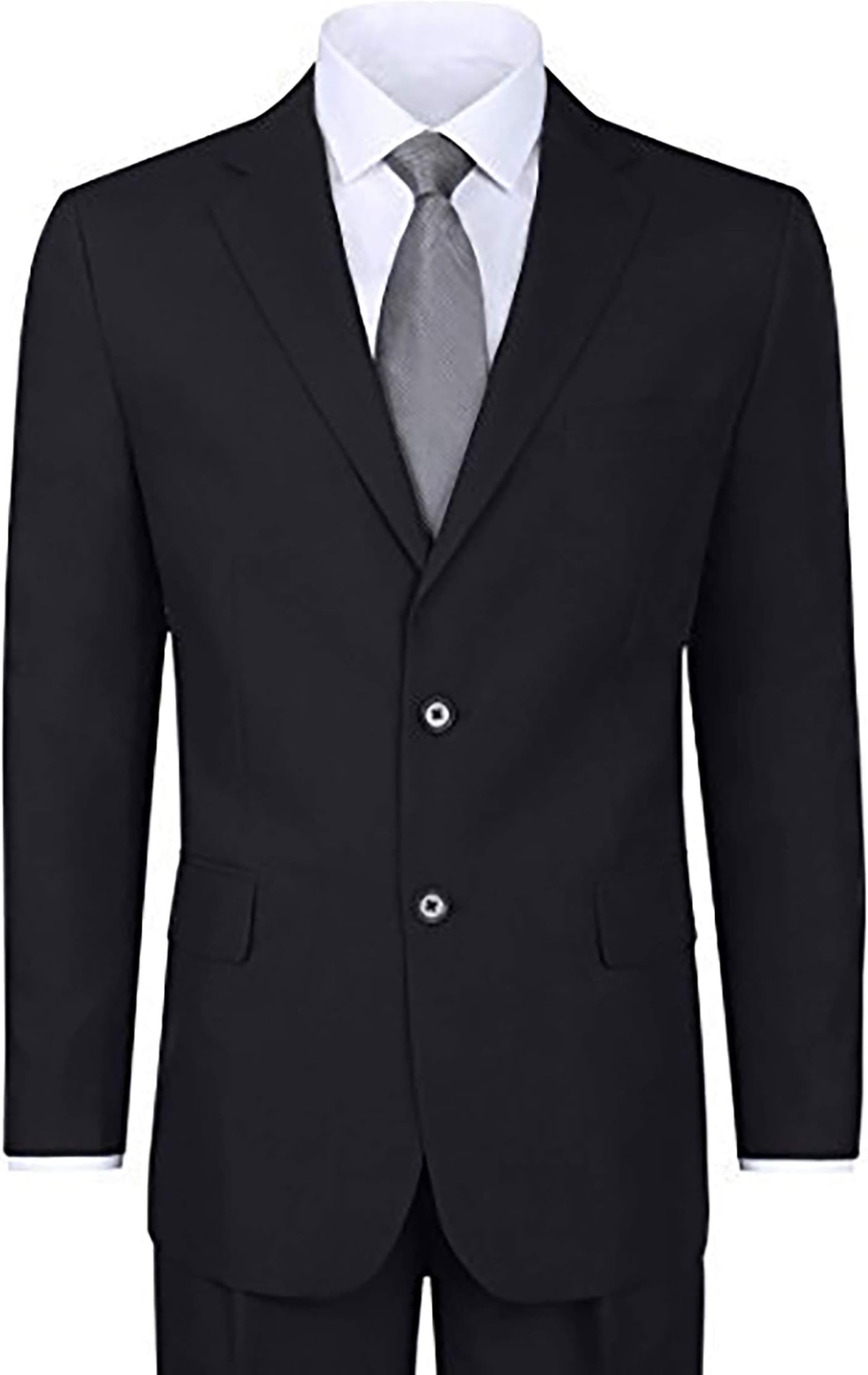 Men's 2 Piece Black Elegant Single Breasted 2 Button Suit (36 Short)