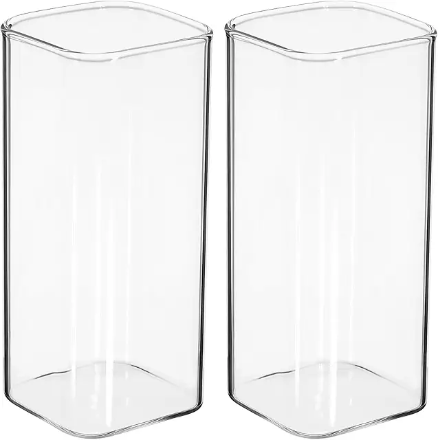 Alipis 2pcs Square Drinking Glasses - 400ml Highball Tumblers