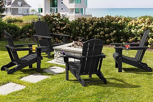 Serwall Hdpe Folding Adirondack Chair With Dual Cup Holder thumb #1