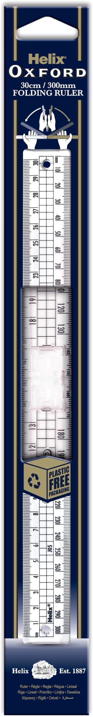 Helix Oxford 30cm Folding Ruler, Oxford Blue