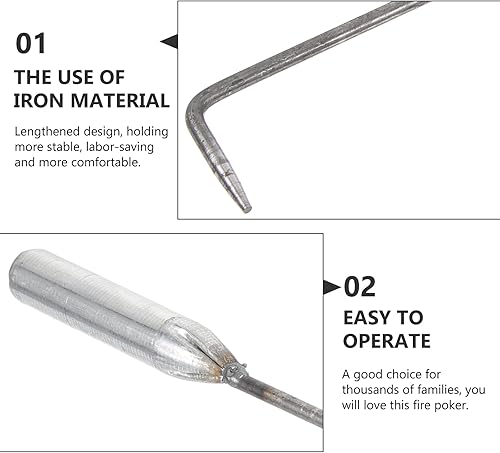 Miniatura 5 de BESPORTBLE Palo de póquer para hoguera de 16.38 pulgadas, herramientas de chimenea de póquer para fogata para camping, estufa de leña, patio, fogata