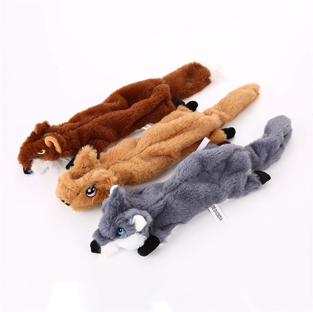 iHOO Dog Squeaky Toy No Stuffing Crinkle Animals Plush Toys Puppy Biting Hunting Fetching Chewing Play Toys Non-Toxic for Small Medium and Large Dog