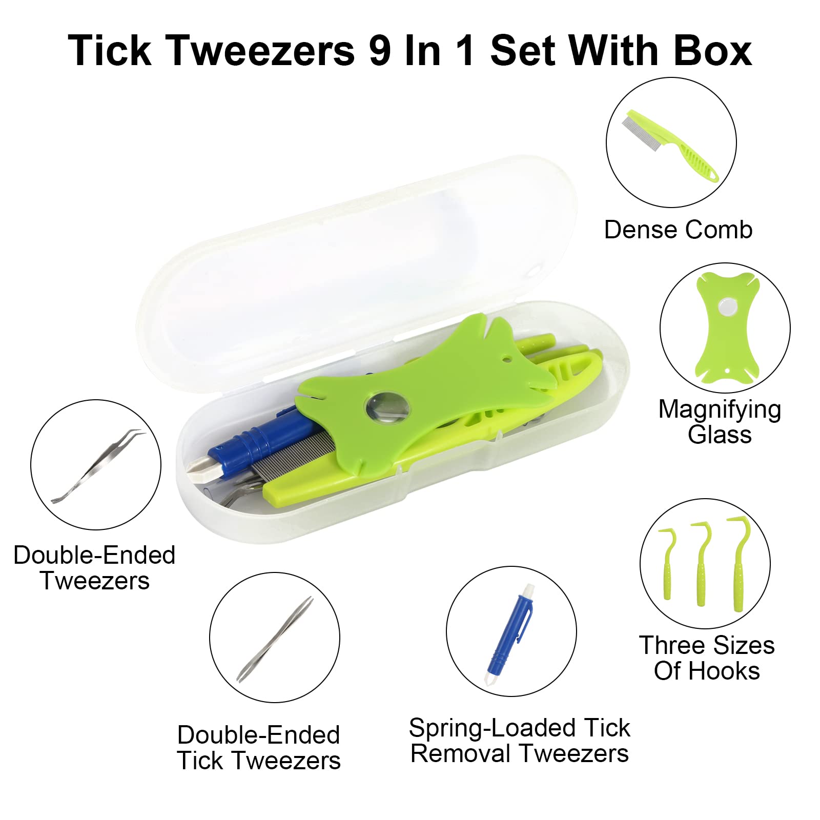 Set Pinze Per Zecche 9 In 1 - Con Custodia Per Rimozione Zecche Cani E Umani - Foto 4