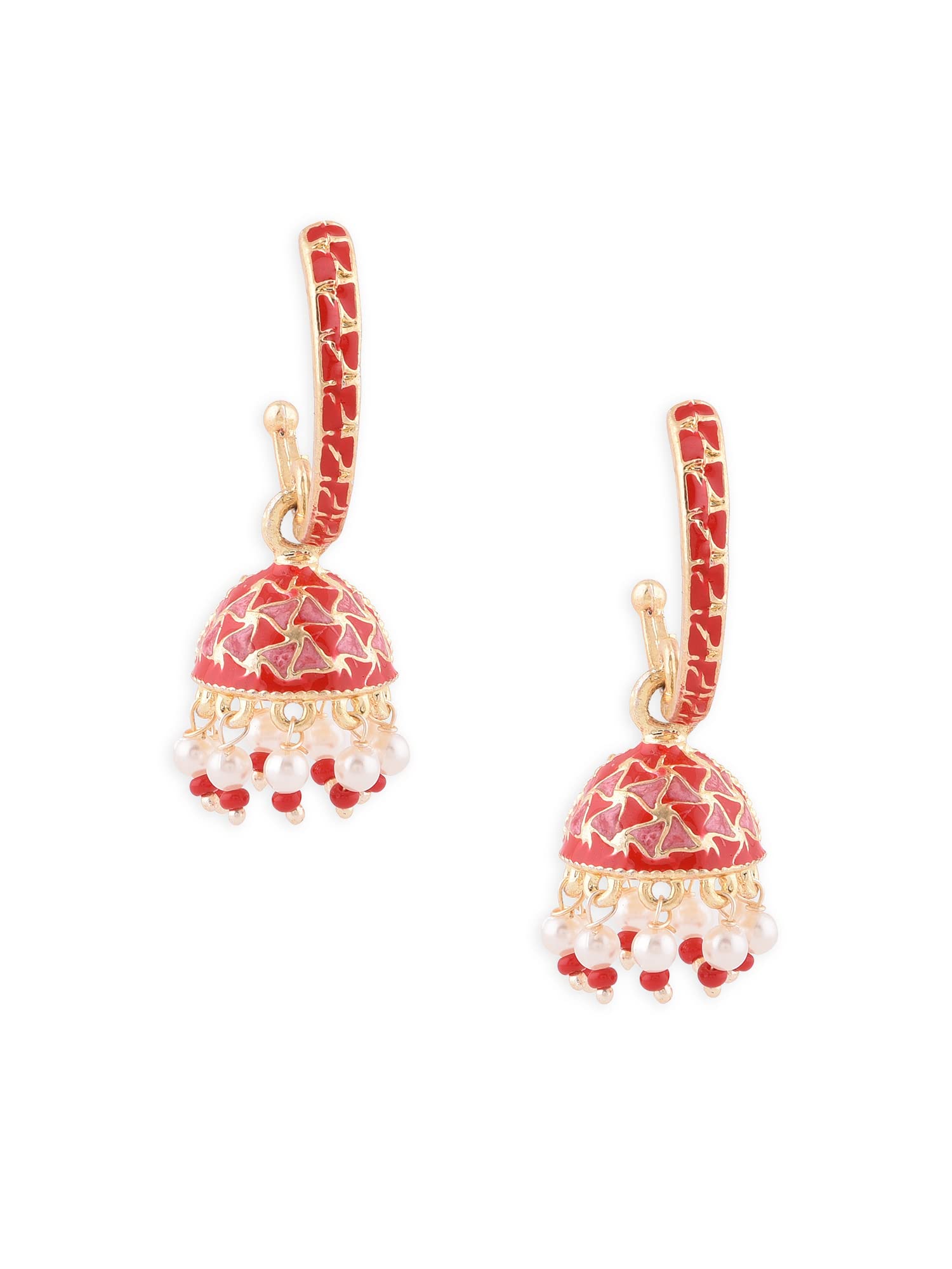 Zaveri Pearls Red Meenakari Traditional Jhumki Drop Earring For Women-ZPFK14377 (B0B6NTRM2N) Amazon Price History, Amazon Price Tracker