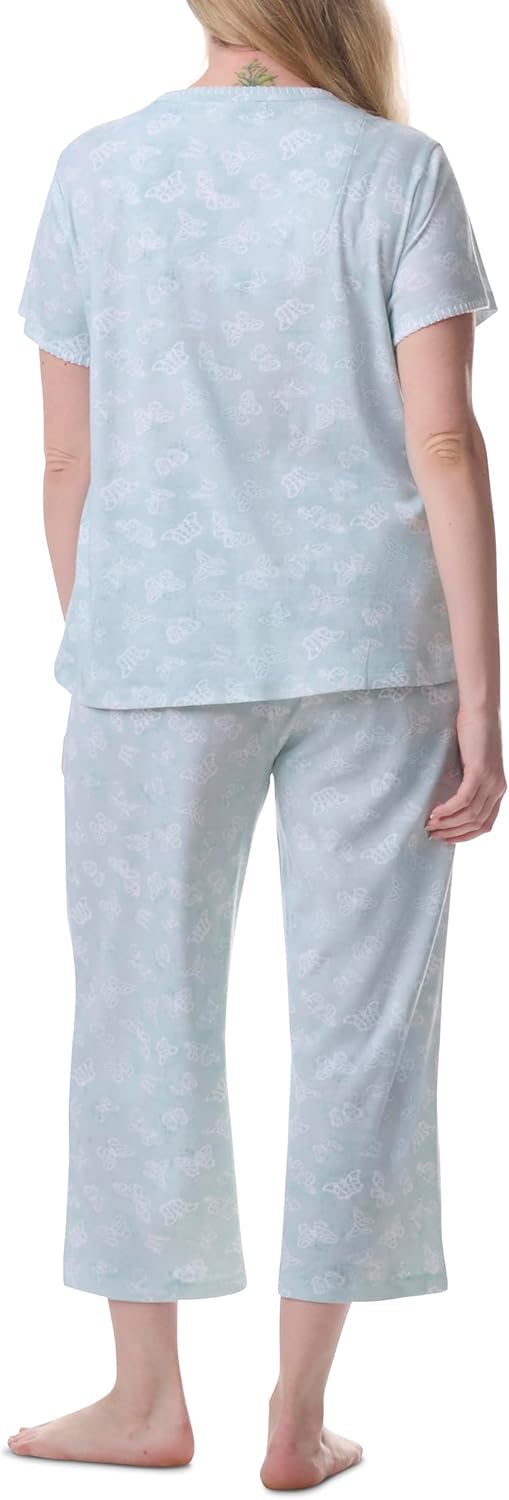 Karen Neuburger womens Plus Size Henley Short-sleeve Top and Capri Pant Pajama Set - Image 3