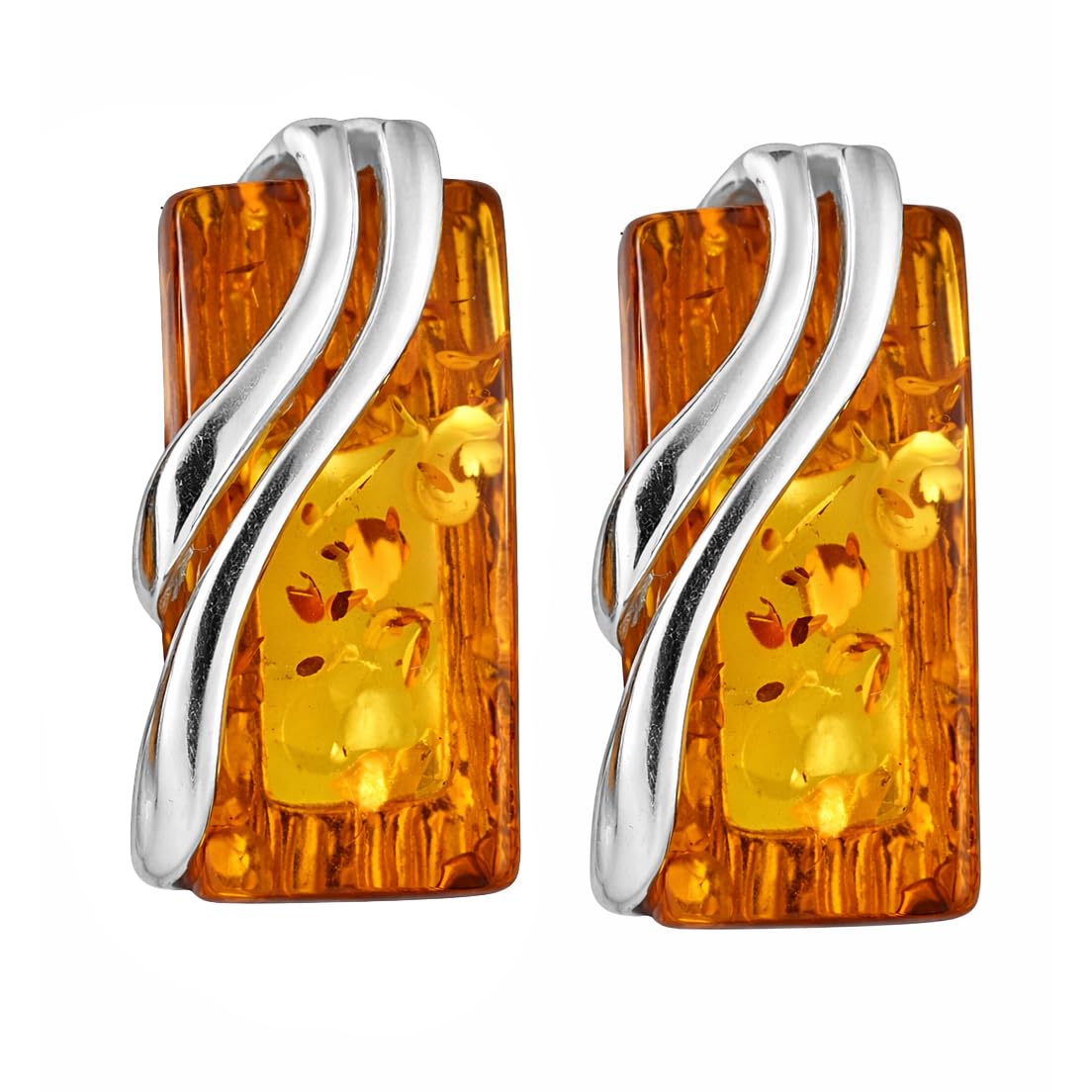 Ewa Baltic Rectangle Amber Stud