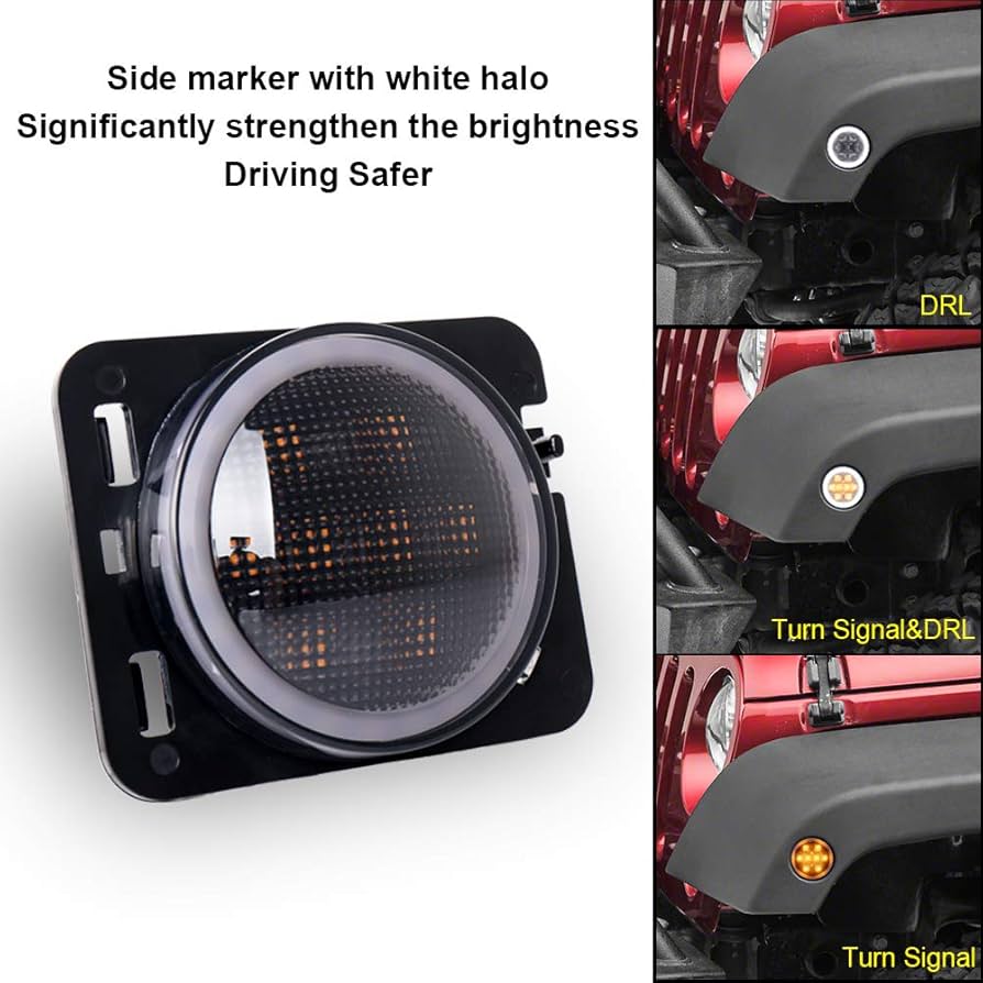 Amazon.com: OVOTOR LED Side Marker Lights White DRL Amber