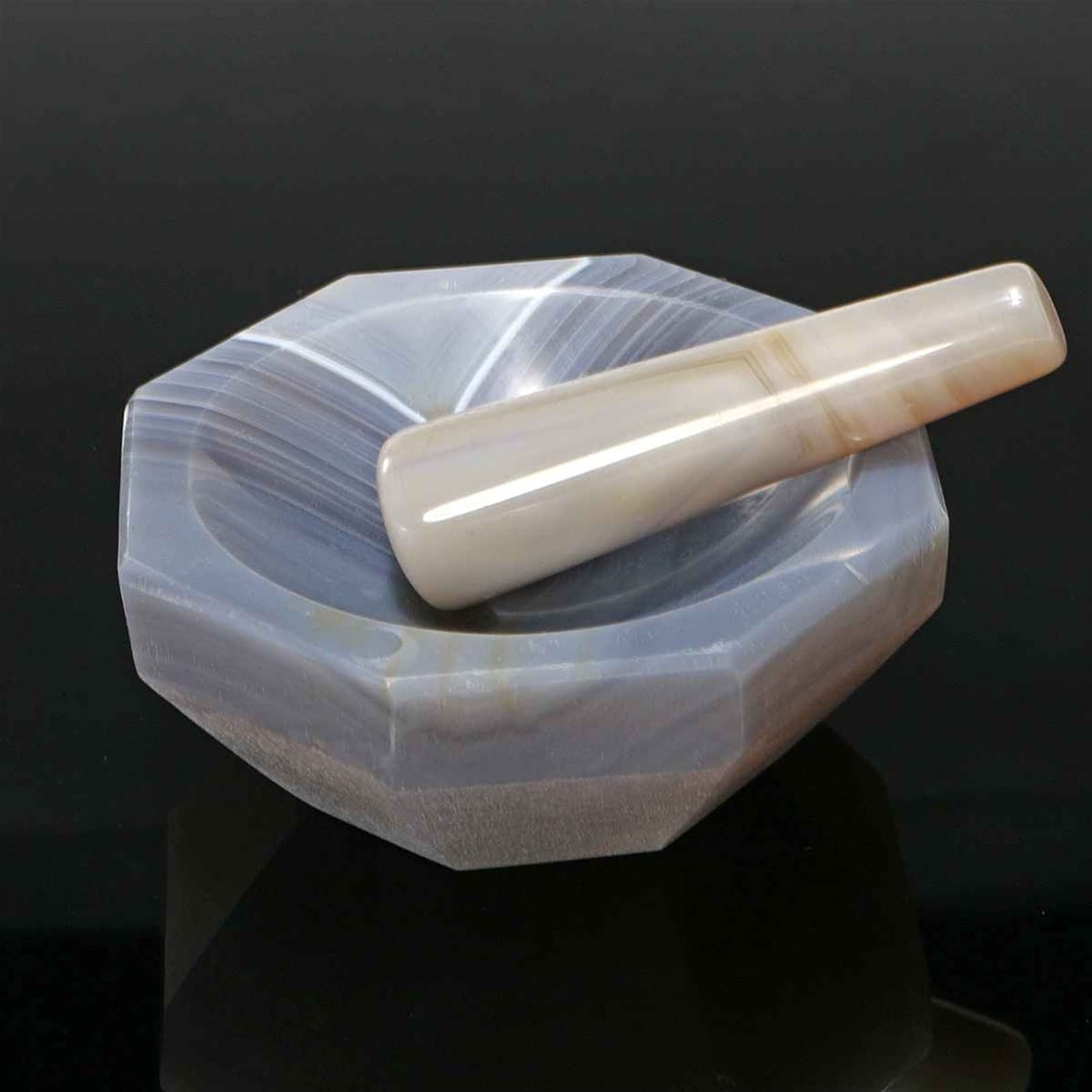 Molinillos de especias de ágata natural profesional, juego de molinillo de mortero, molinillos de condimentos de mano, olla for mezclar ajo, pimienta, mortero y maja, herramienta de cocina, h