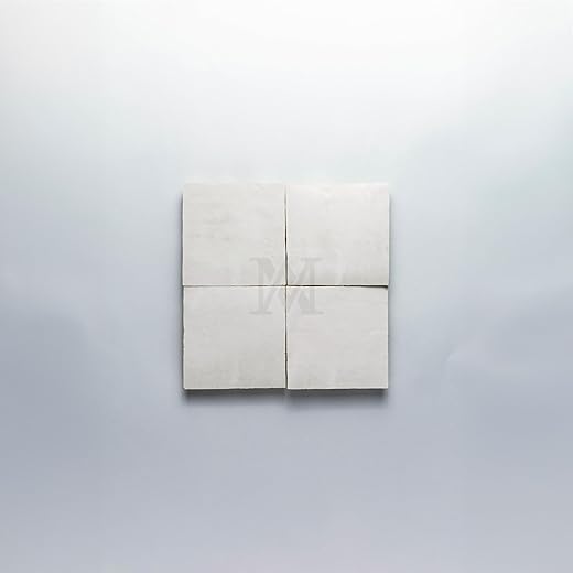 Zellige 4x4 Tiles - MJEDEJ White Handmade Moroccan Tiles (60 Tiles/Box) - Ideal for Home Decoration and Tiling Projects