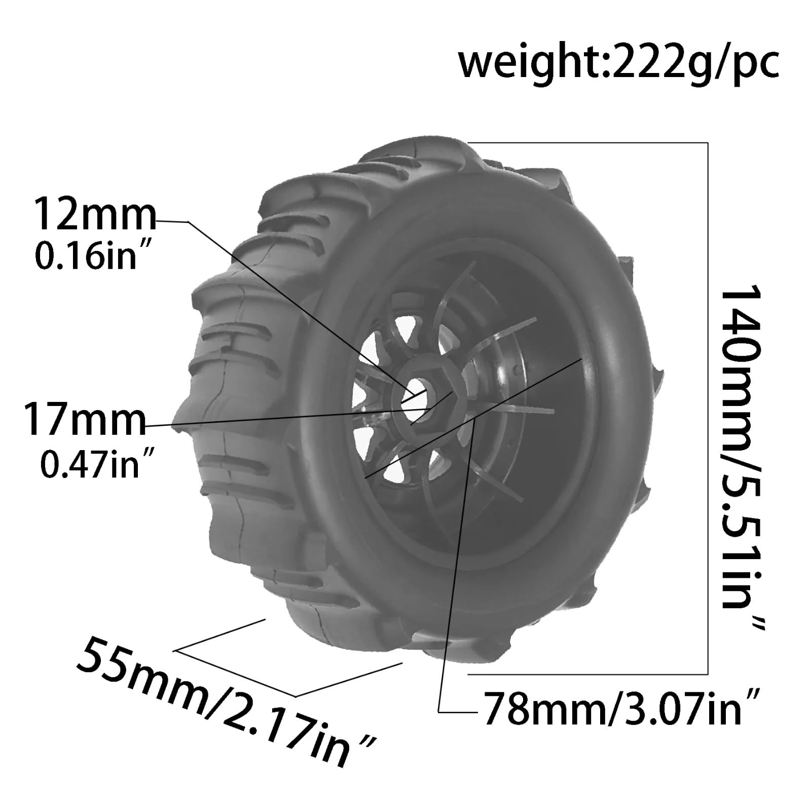 RC Spielzeug Teile Für Traxxas Für Arrma Für Senton Für Vkar Für UDR Für Mojave Für Atom DF7 DB8 1/7-1/8 RC Auto Upgrades Teile Sand Reifen Schnee Reifen 17mm Hex(Red)