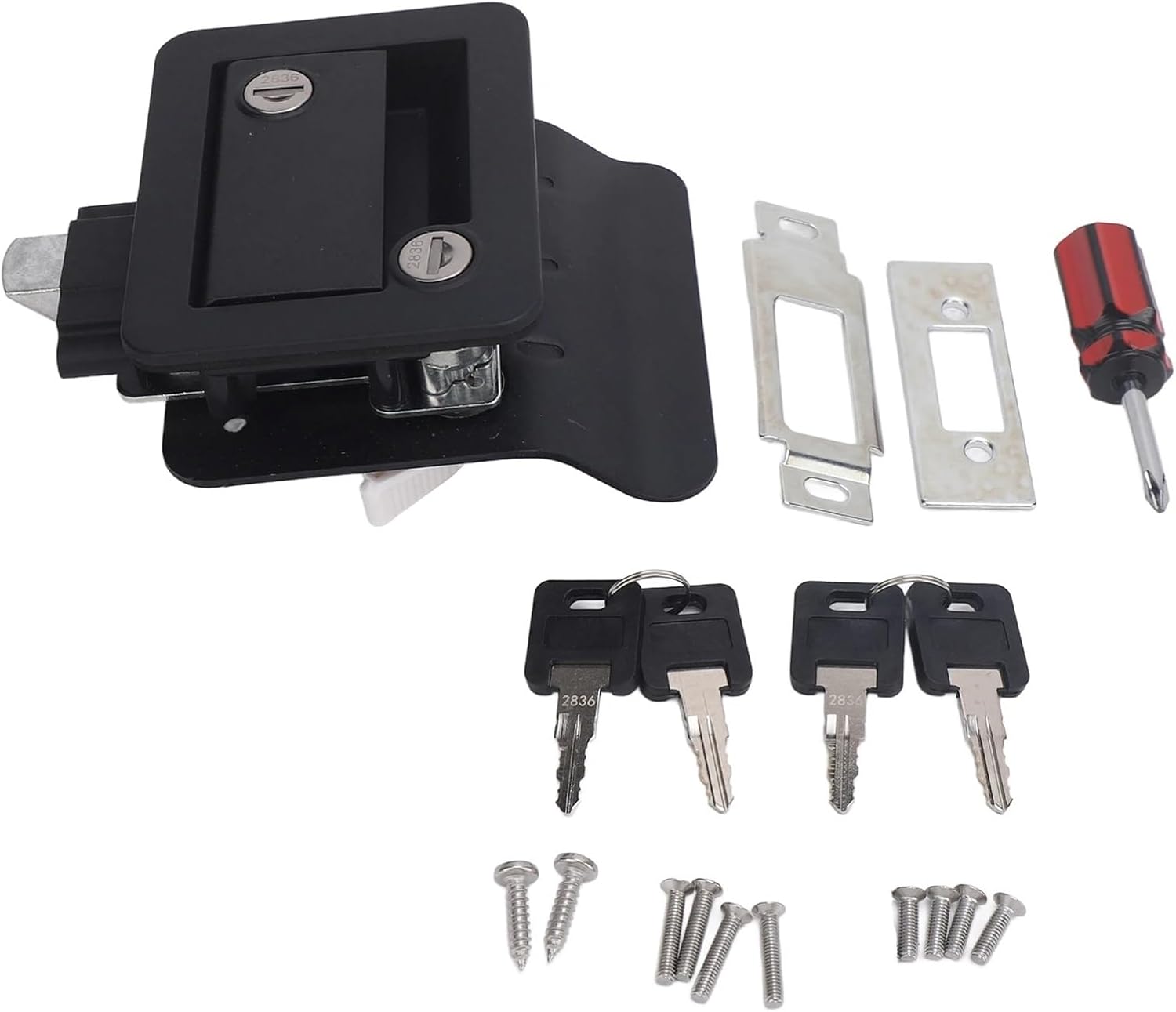 Trailer Door RV Door Lock with Paddle Deadbolt Door Handle Enclosed Entry Door Lock Black 1Pcs