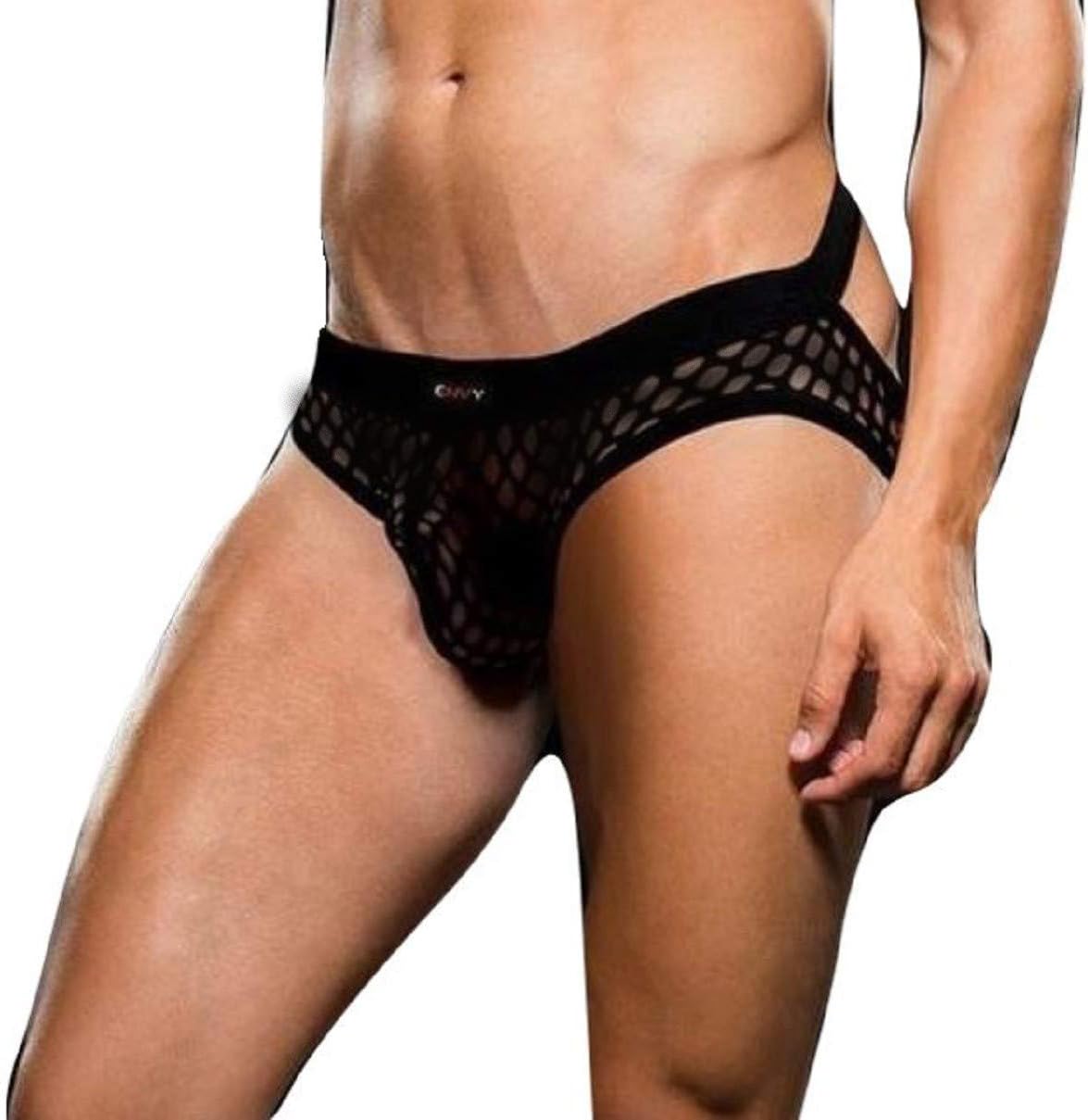 Baci LingerieEnvy Modern Fishnet Open Back Brief - Black (Medium - Large)