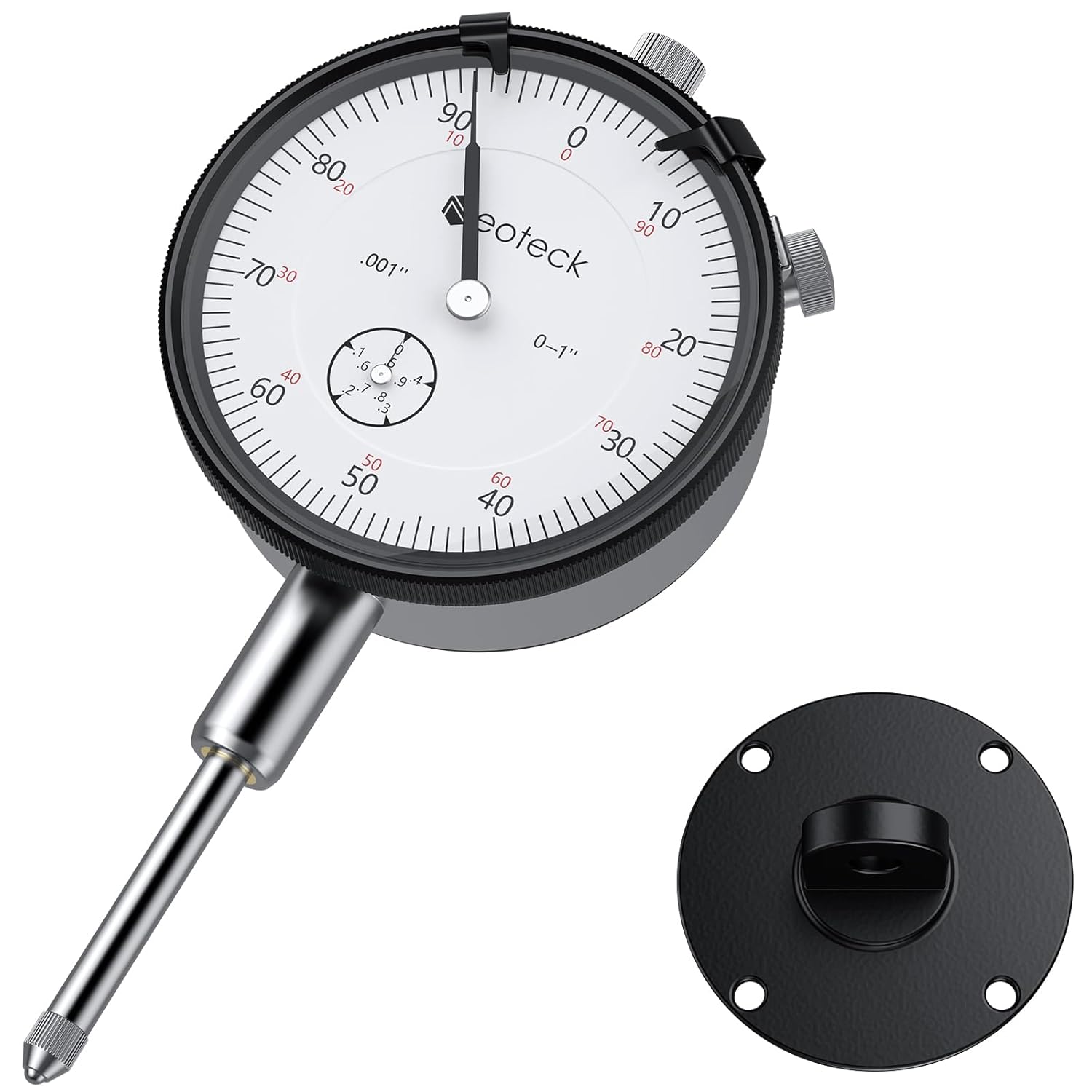 Neoteck 1″/0.001″ Dial Indicator,Dial Indicator Gauge Full Metal Construction High Precision Tool for Lathe,Table Saw,Workshop and CNC Machining and Automotive Brake Caliper