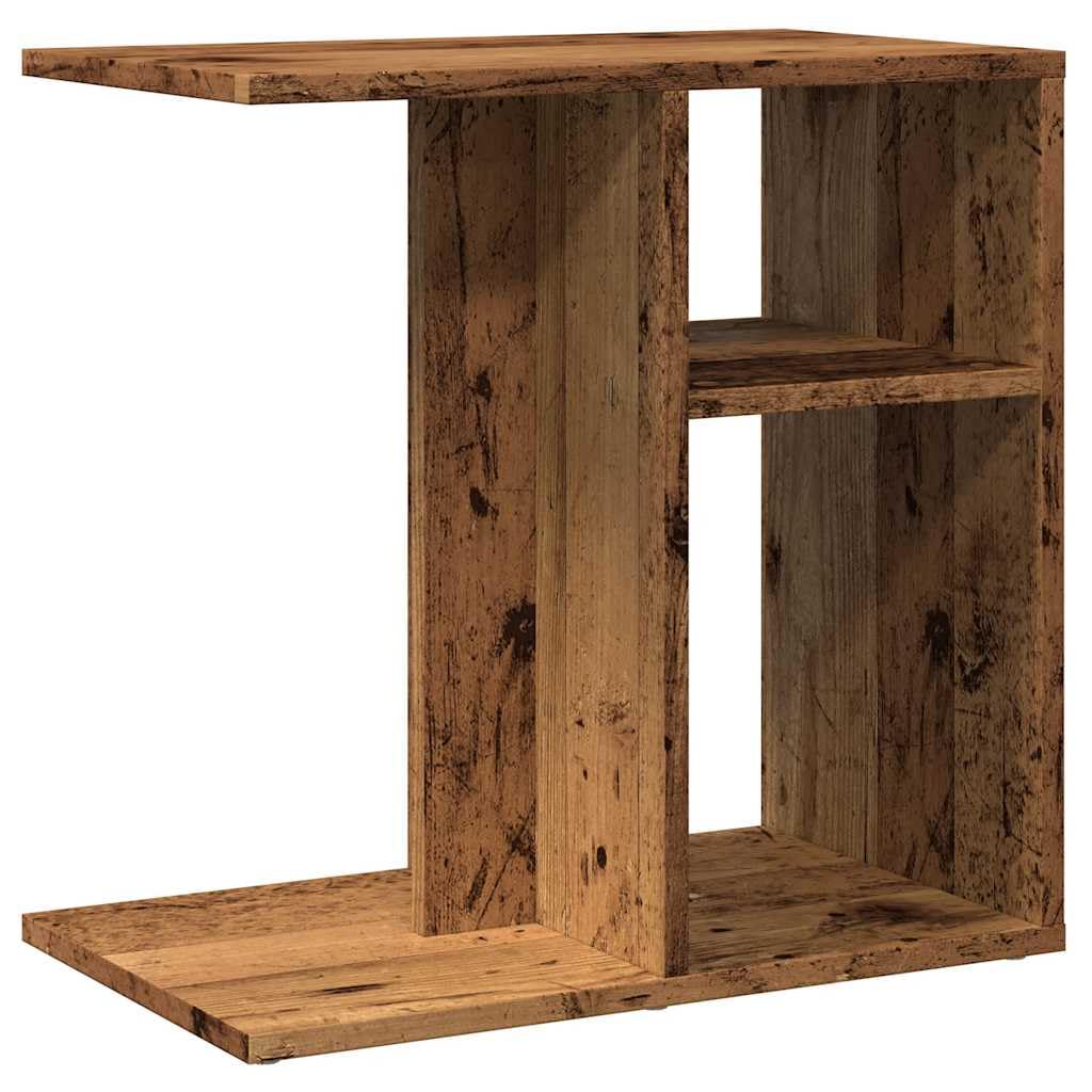 Mesa auxiliar con aspecto de madera envejecida, 50 x 30 x 50 cm, con estante abierto, mesa de centro versátil y mesita de noche para salón, dormitorio y pasillo, fácil de limpiar y resistente
