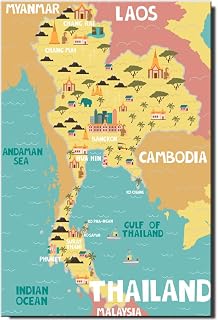 Thailand Map Fridge Magnet Bangkok Travel Souvenir Phuket KOH Samui