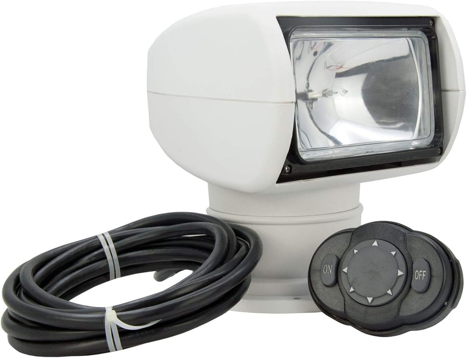 12V 100W Marine Boat Spotlight - 2500LM Halogen Search Light, IP67 Waterproof Remote Control Boat Light with 360° Rotate, Portable Marine Navigation Lamp