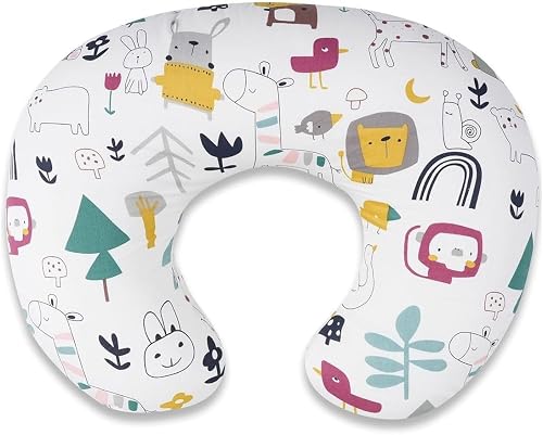 Gogooda Nursing Pillow for Breastfeeding, White, Polyester, Removable Cotton Cover, Multi-Use Support for Tummy Time and Sitting