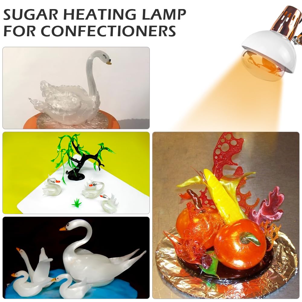 DUEBEL Lámpara de Calor para Alimentos, Calentador de Isomalt y Chocolate para Modelar, Herramienta Profesional para Confiteros, Pasteleros y Chefs (Blanco y Dorado)
