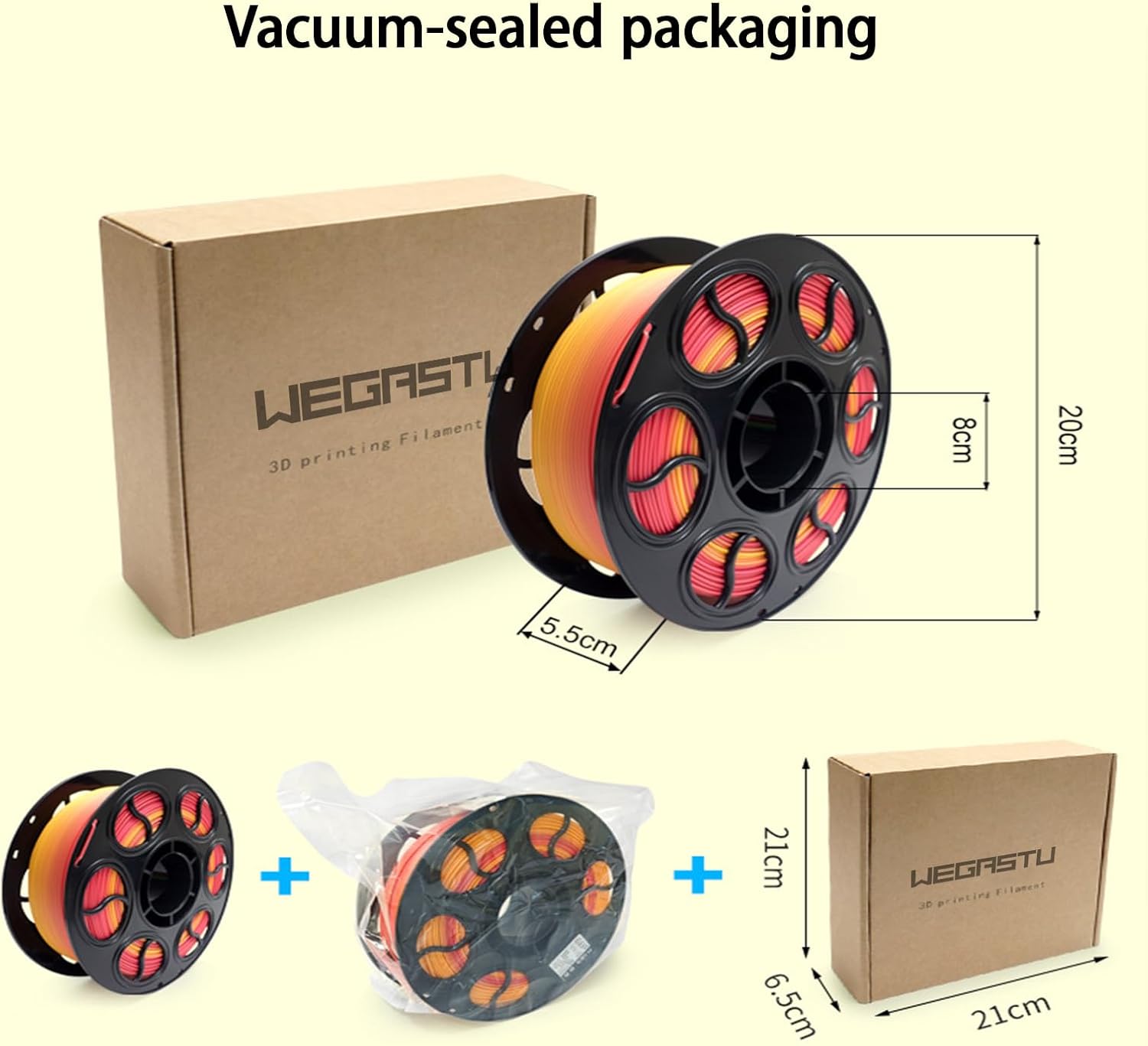 PLA 3D Printer Filament 1.75mm 1KG, Enhanced Toughness, High Precision, Low Warping, 1.75mm, Accuracy +/- 0.02mm, 1kg Spool(2.2lbs) Fit Most FDM 3D Printers-Set (Silver)