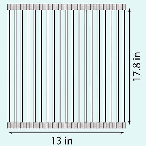 Miniatura 3 de ALIMART Escurridor de platos enrollable sobre el fregadero, escurridor de platos grande para fregadero, escurridor de platos plegable para fregadero