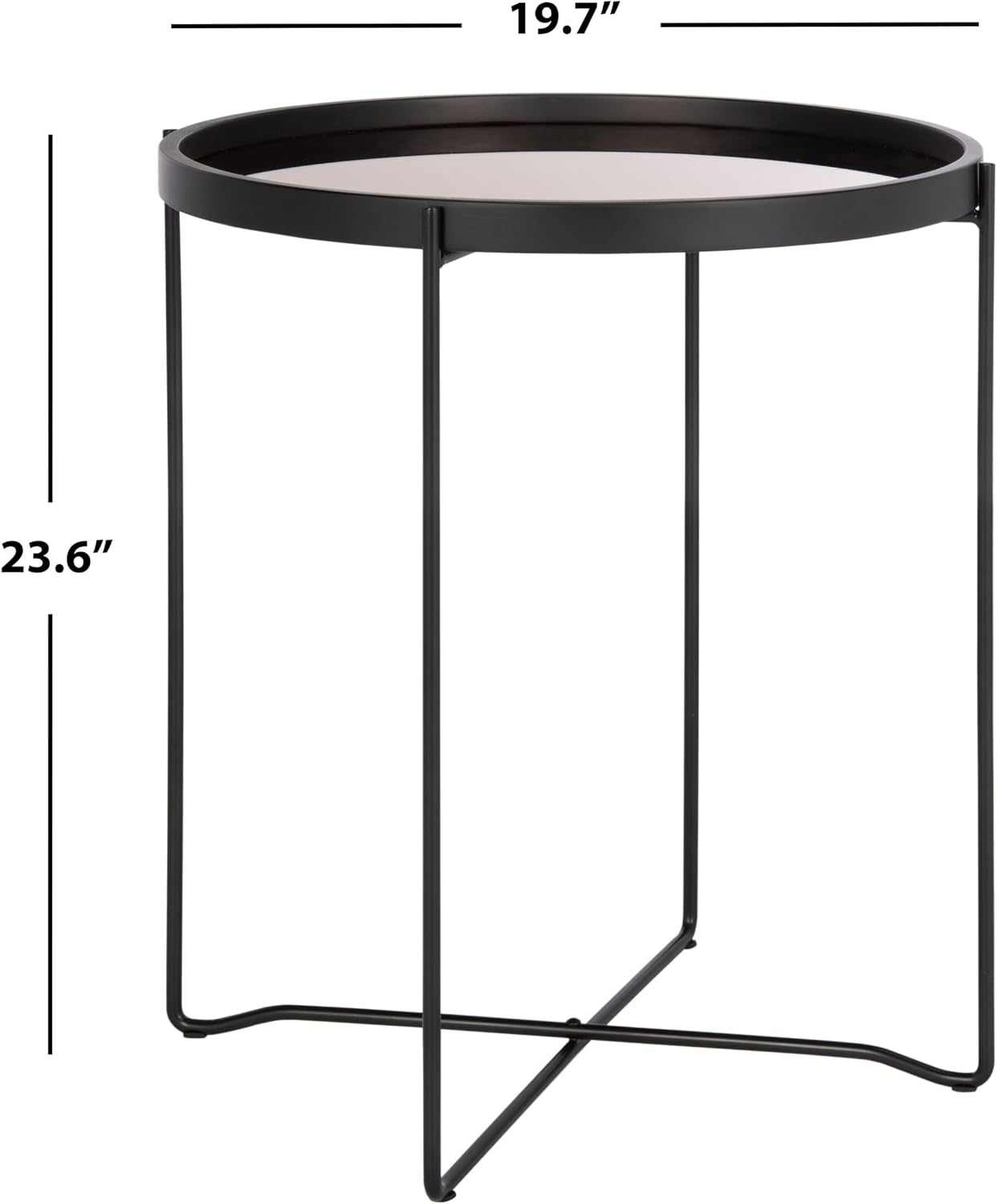 Safavieh Home Ruby Modern Rose Gold and Black Tray Top Round Accent Table