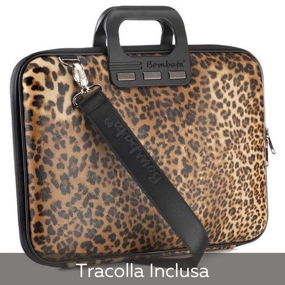 Bombata Special Edition - Borsa Porta Computer con Tracolla, Elegante e Funzionale, Unisex, 100% Vegan, per Professionisti e Studenti, Leopard - 15.6/16 Pollici