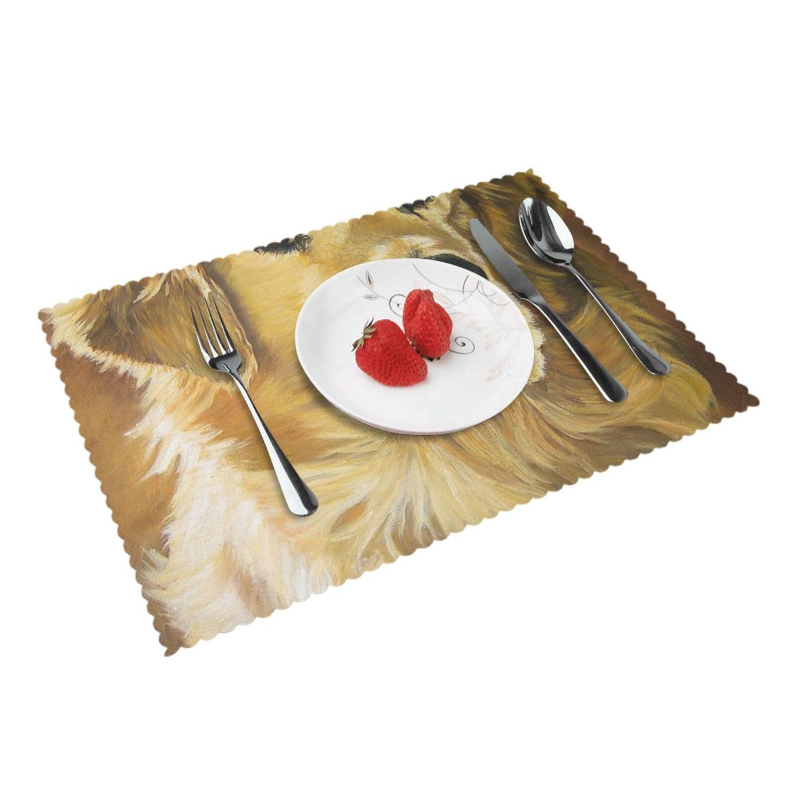 4 PCS Heat Resistant Placemat 45x30 CM, golden retriever Printed Non-Slip Place Mats for Kitchen Dining Table Indoor Outdoor
