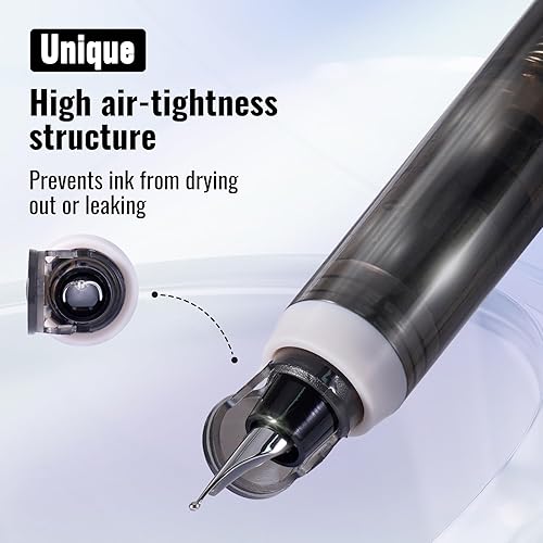 Miniatura 5 de WRITECH Clictek - Pluma estilográfica retráctil punta media, tinta azul, barril transparente, incluye 5 cartuchos de tinta recargables, escritura