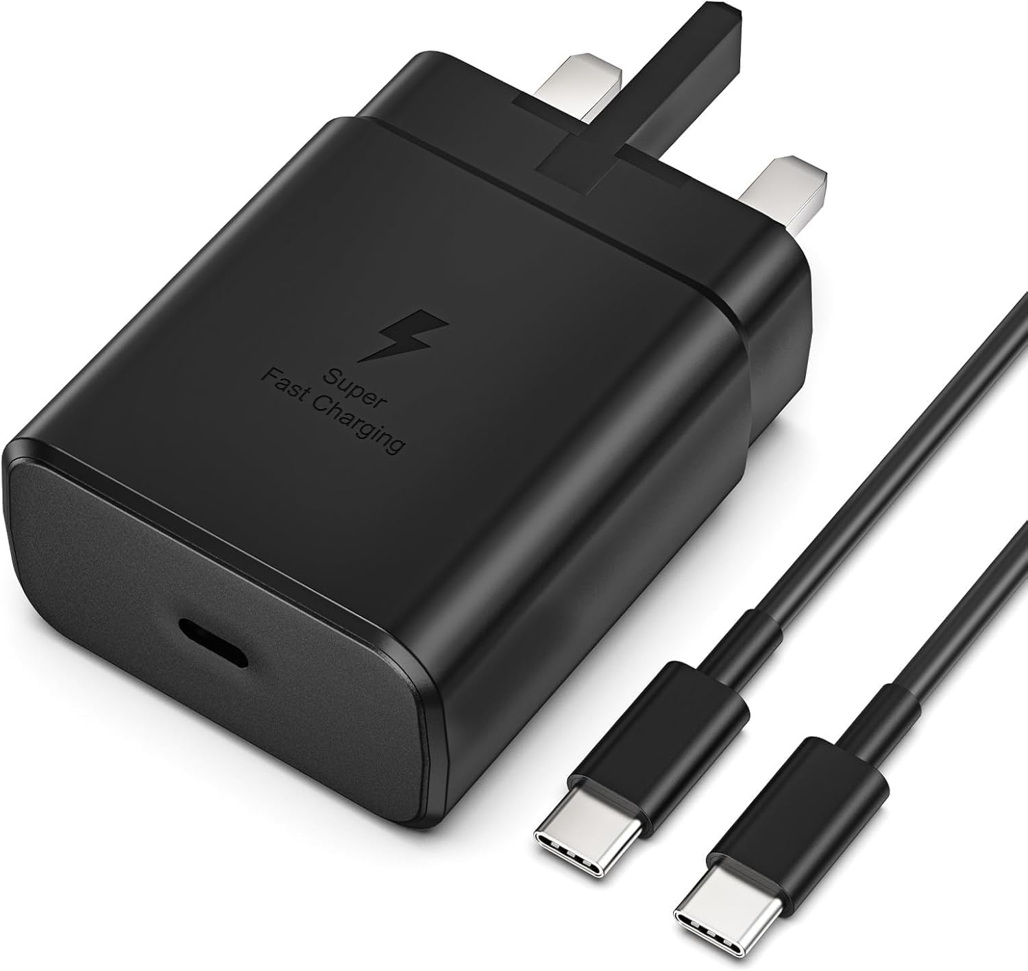 Original 45W Adapter & Cable, Fast Charging Speed, Type-C to C, Black, Compatible for S24, S23 FE, S22 FE, S21 FE, Note 10 Plus, Z Fold 5, Z Fold 4, Z Flip 5 (0678) Sams,ung Charger