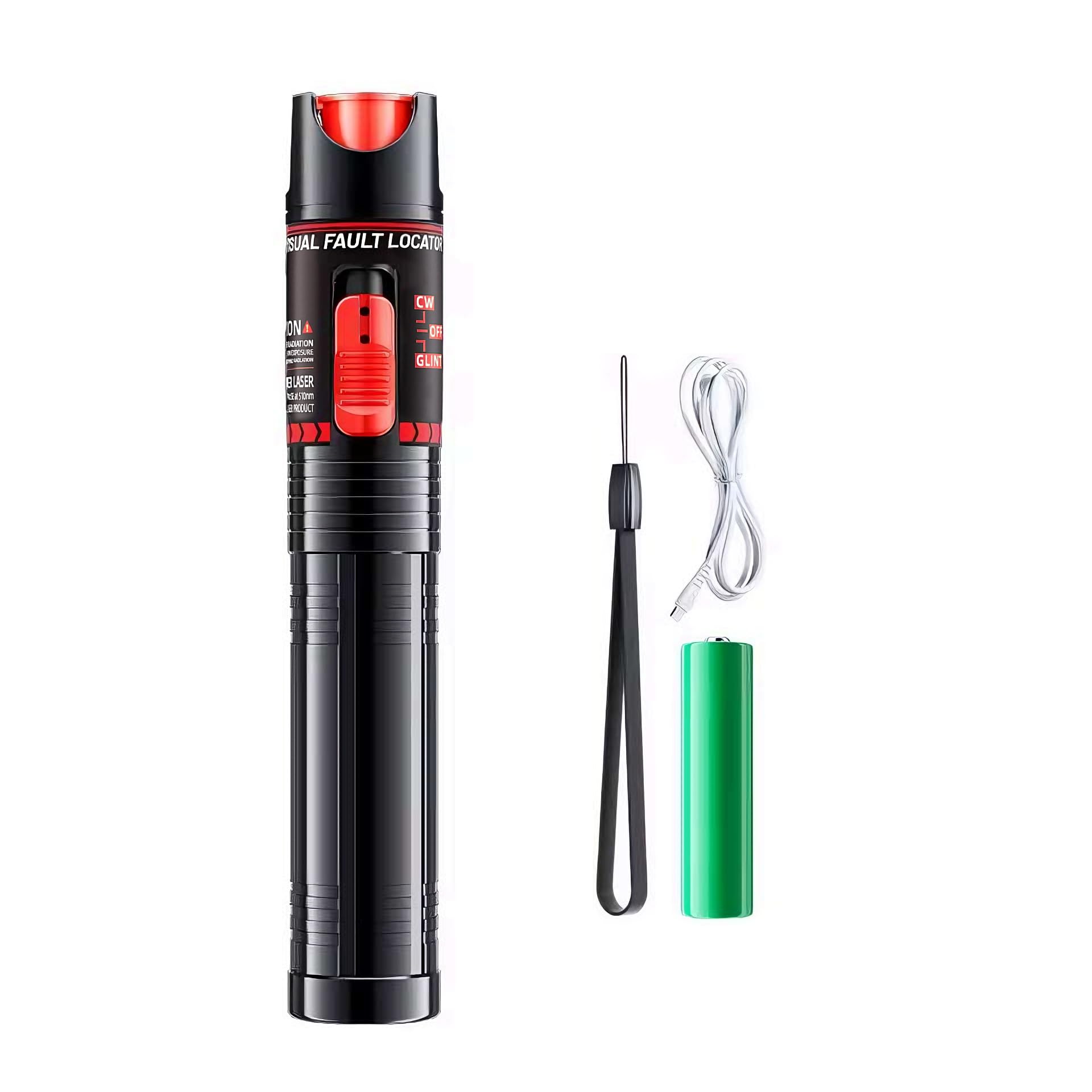 Localisateur visuel de défauts fibre optique rechargeable 30 mW, stylo lumineux rouge, connecteur Type-C, testeur de fibre optique compatible avec les connecteurs SC/FC/ST/LC, outil VFL
