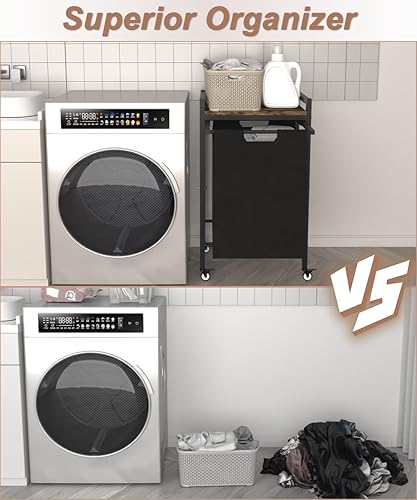 Miniatura 6 de Waaliji Cesta grande de lavandería de 14.5 galones con ruedas, bolsas clasificadoras extraíbles y extraíbles, organizador de ropa independiente para