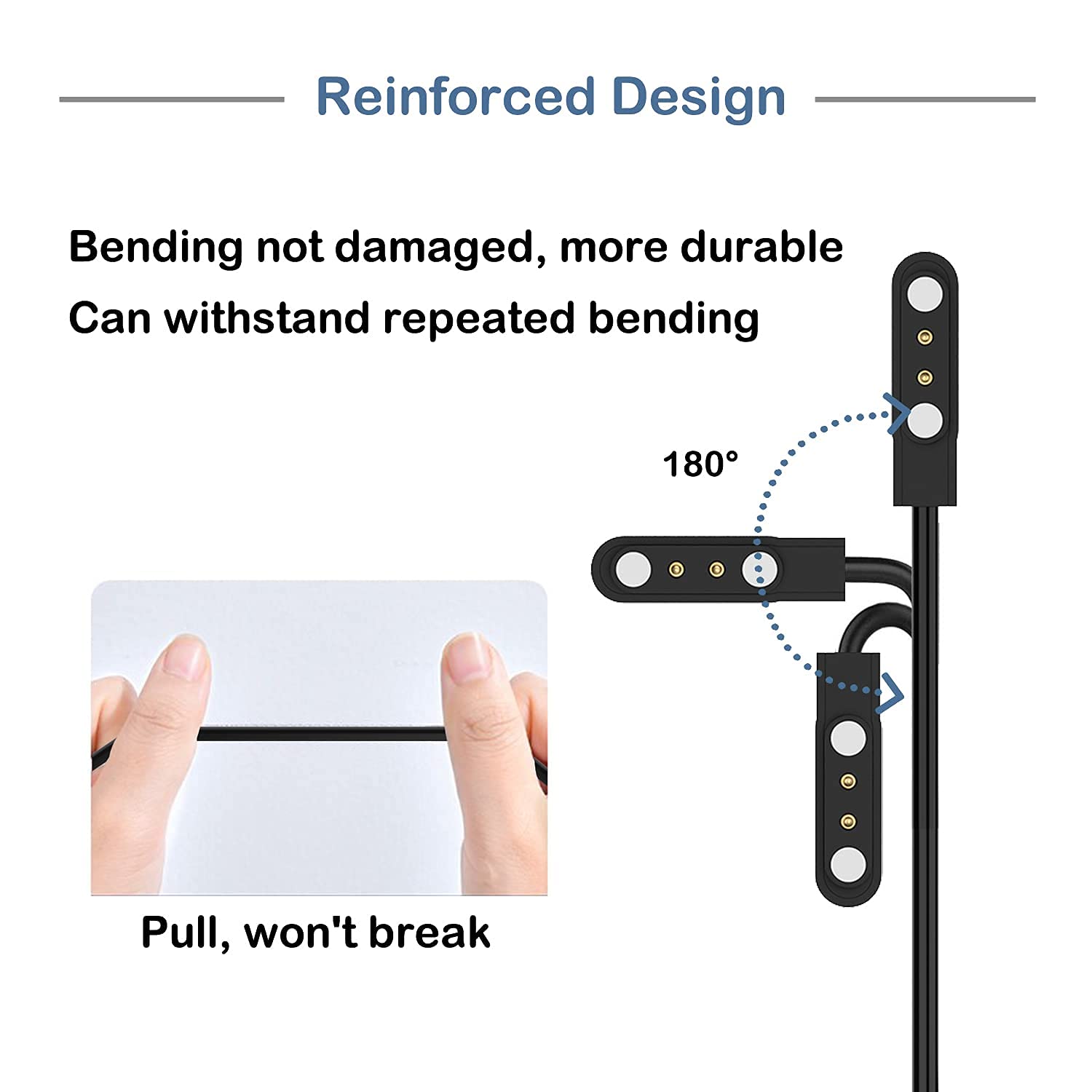 iTouch Air 3/Air 4 Smartwatch & iTouch Sport 3/Sport 4 Smartwatch Replacement USB Charger Cable, Compatible ONLY with iTouch Air 3/Air 4 Smartwatch & iTouch Sport 3/Sport 4 Smartwatch (White, 5 Feet)