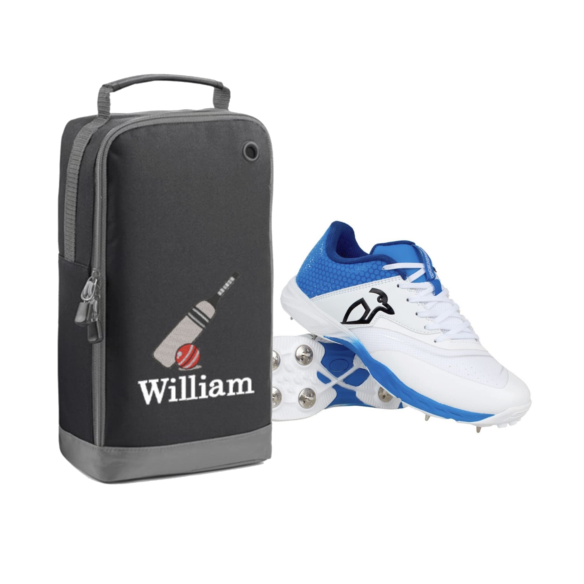 Cricket Boots Bag Personalised with Embroidered Name & Motif Cricket Shoes & Boot Bag 8 Colours (Black)