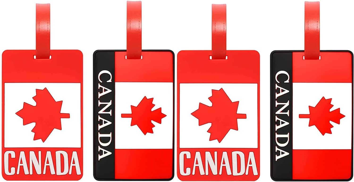 4 Pack Luggage Tags, Silicone Luggage Tags for Suitcases, Canadian Flag