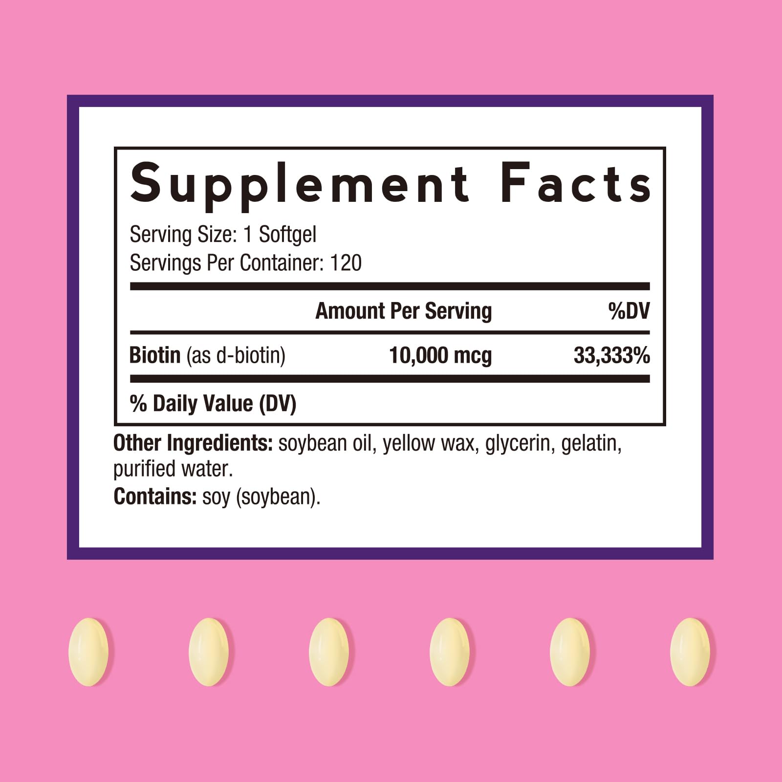 Doctor's Recipes Biotin 10,000mcg, High Potency Vitamin B7 for Hair, Skin & Nail Support, Non-GMO, Optimal Solutions Hair Vitamin with Biotin, for Women and Men, 120 Softgels — Amazon image 2