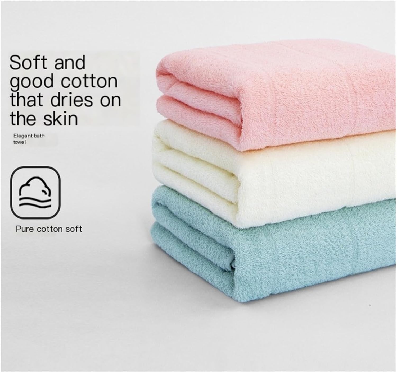 Cotton Bath Towel for Adults, Thick and Absorbent, Soft Bath Sheet 70x140 cm(White)