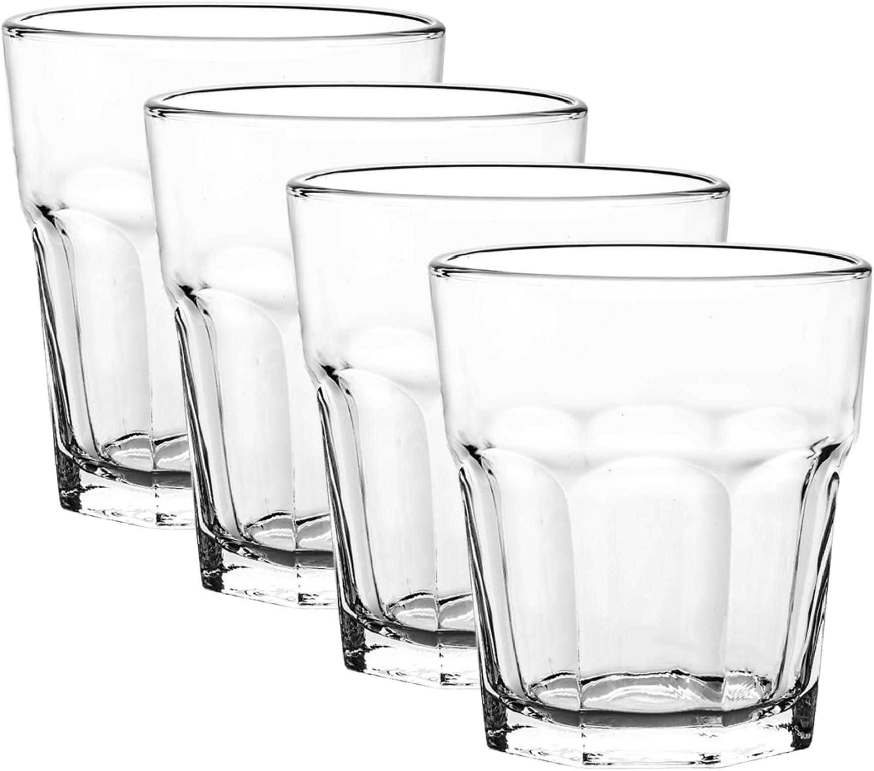 Cristar Lisboa Rocks Glasses, Set Of 4 Classic Everyday Drinking Glasses, 12oz Cups For Kitchen, Dishwasher-Safe, Lead-Free, Ideal For Water, Juice, Whiskey, And Cocktails. Made In Columbia., Clear