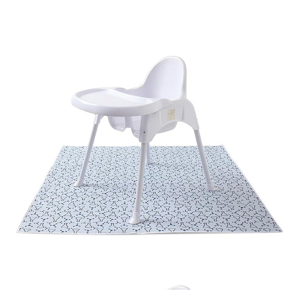 Treer Baby Splat Mat for Under High Chair, 51" Highchair Splash Floor Mat Waterproof Anti Slip Washable Spill Mat, Creative Portable Weaning Mat/Play Mat/Tablecloth/Picnic Mat (Geometry)