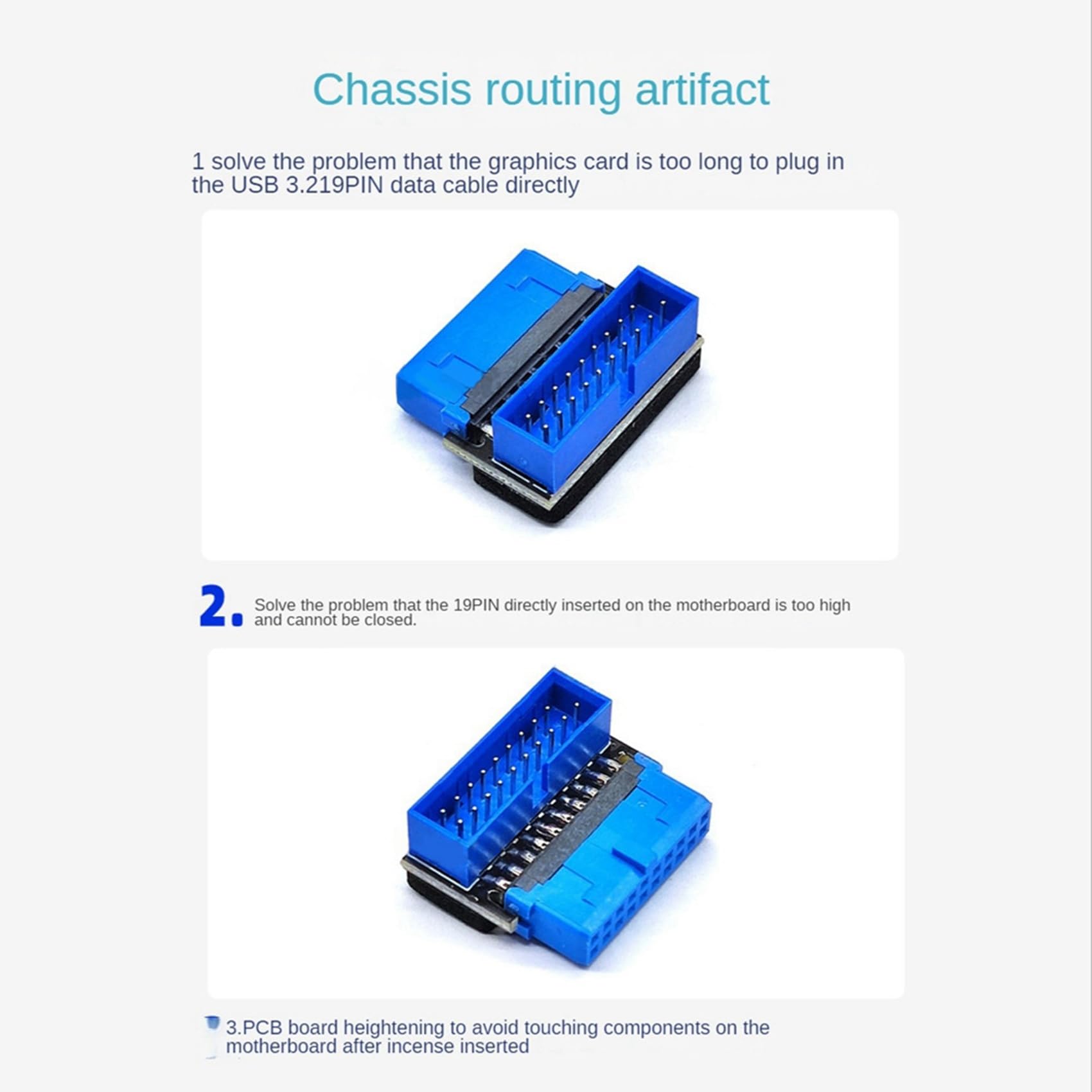 Adaptateur USB 3.0 Vers USB-C Panneau Avant - Convertisseur 19/20 Broches Vers Type-E 20 Broches 90° - Compatible Cartes Mères PC - Plug & Play