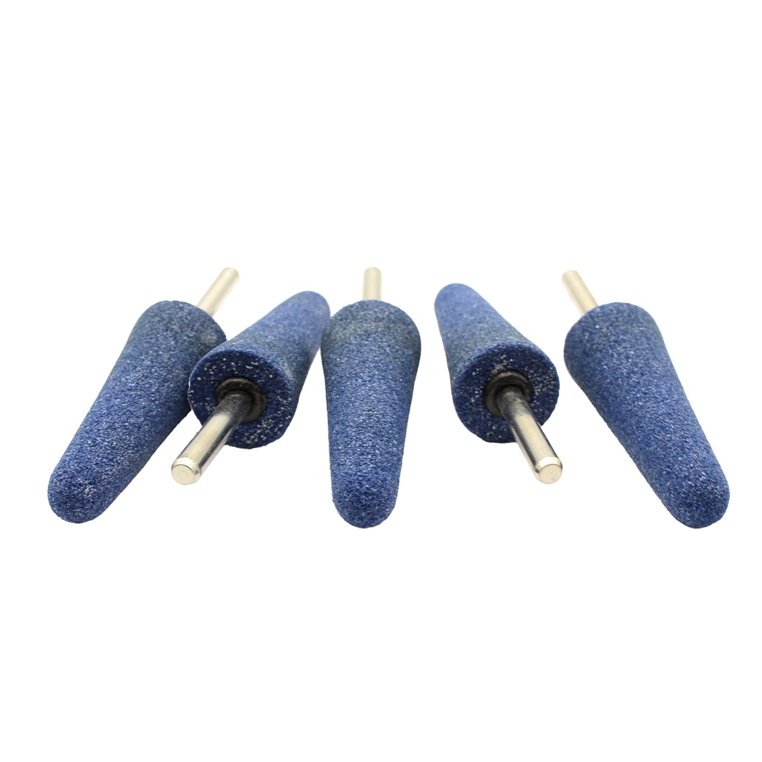 TMAX 5 pc Mounted Stone Point Blue Aluminum Oxide Abrasive Grinding 1 Inch Diameter 2-3/4 Inch Long, 1/4 Inch Shank