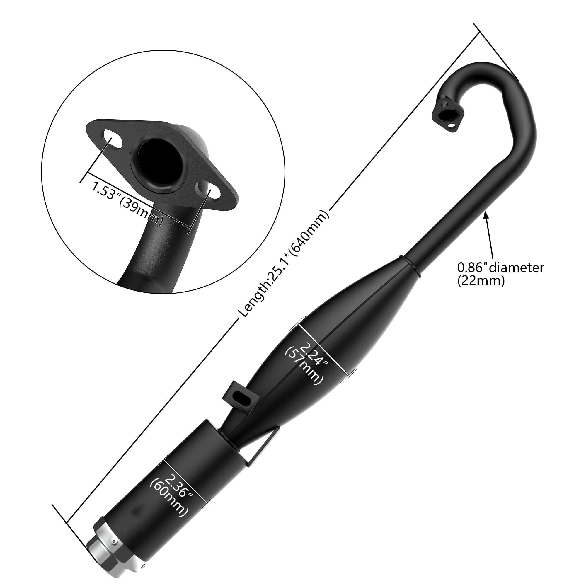 Tubo para moto Para 47cc 49cc | Juego de silenciador de tubo de escape Pocket Quad System con espacio