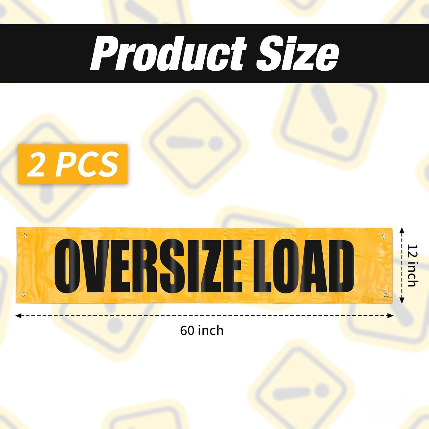 2 Pack 12 x 60 Inch Oversize Load Signs for Trucks Escort Vehicles Accessories Wide Load Banner with Grommets
