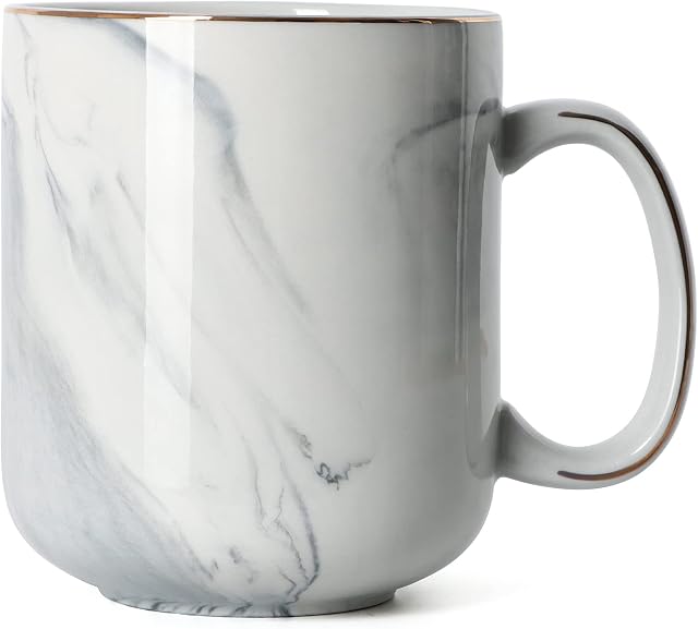 Marble Coffee Mug, 20 OZ Large Coffee Mug, SHOWFULL Smooth Ceramic 600ML Tea Cup for Office and Home, Big Capacity with Handle, Gray