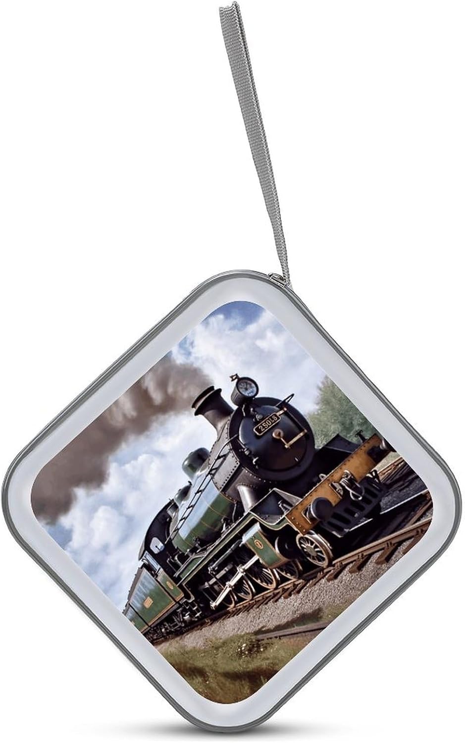 Steam Locomotive Train CD Case 40 Capacity DVD Cases for Car Portable CD Boxes Holder with Zipper Protective DVD Box with Handle for Blu Ray Movie Music Audio Disk image 3
