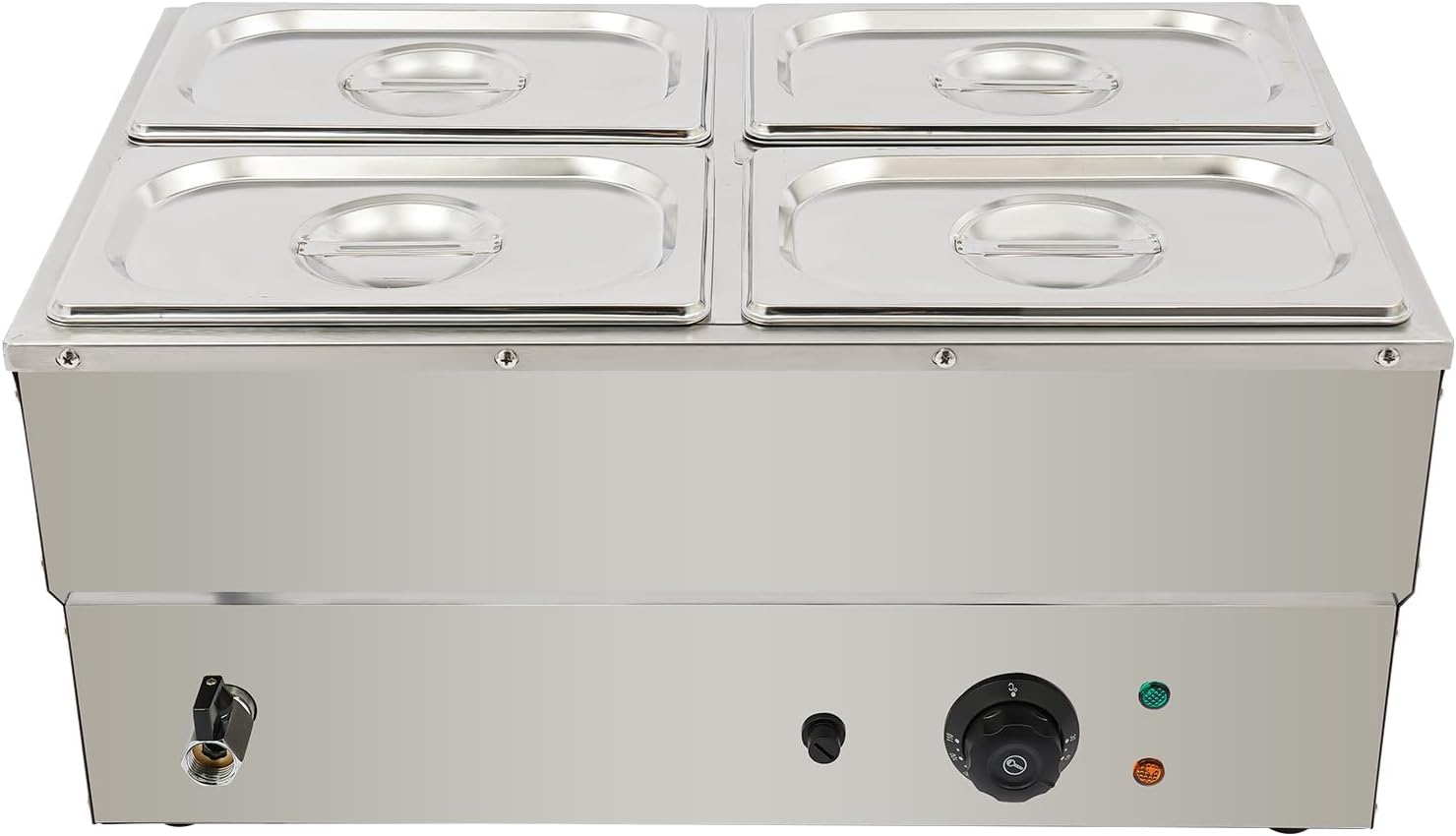 110V 4-Pan Commercial Food Warmer,Buffet Server Food Warming Tray Stainless Steel Chafing Dishes Table Steamer,Adjustable Heat Buffet Electric Countertop