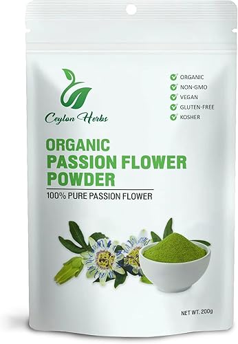 Polvo de flor de la pasión, 100% puro, orgánico, natural hecho a base de hierbas para tés, batidos y bienestar