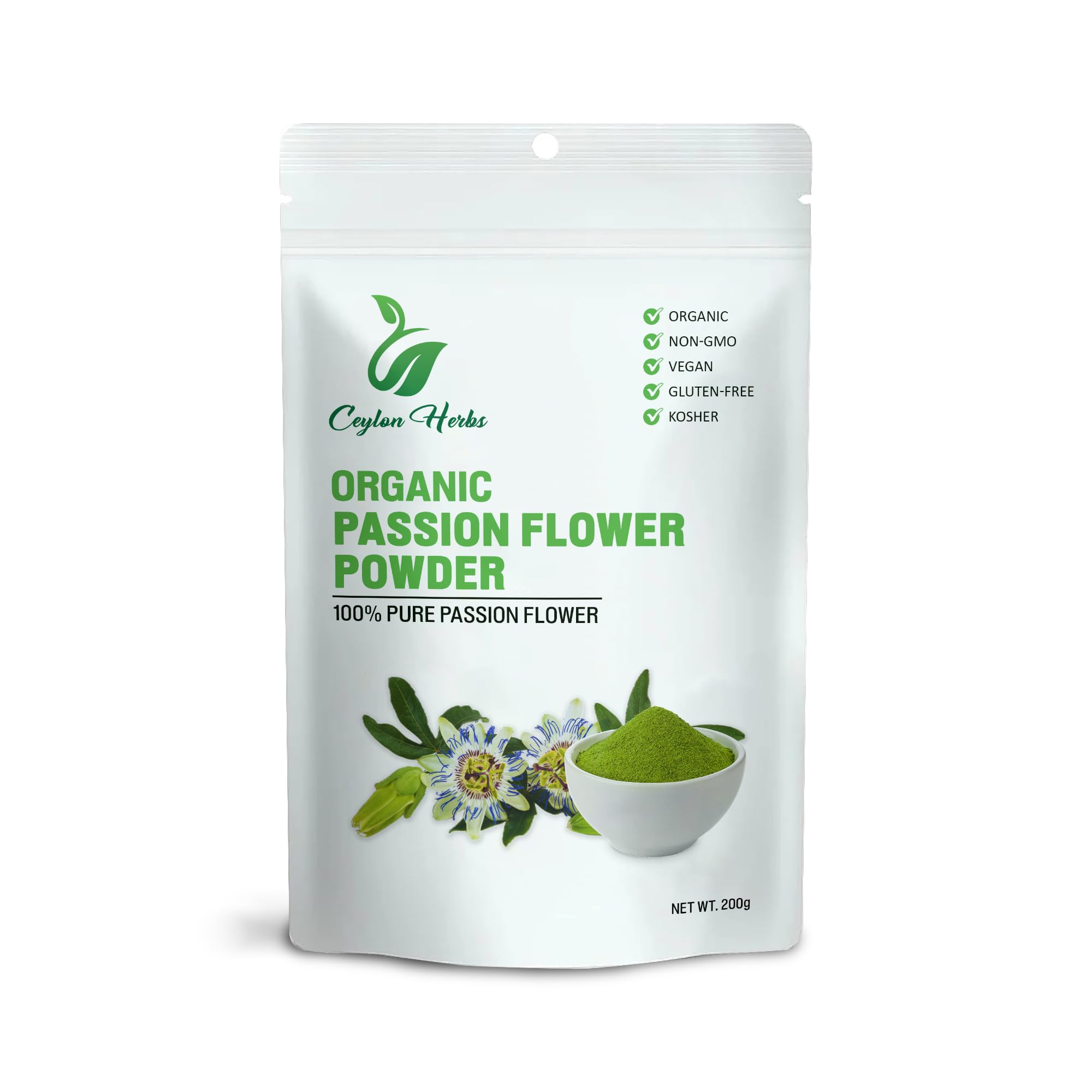 Passion Flower Powder - 100% Pure, Organic, Wild-Crafted Herbal Powder for Teas, Smoothies, and Wellness