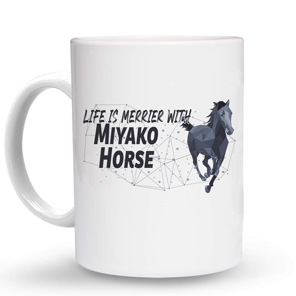 Makoroni - LIFE IS MERRIER WITH Miyako Horse - 11 Oz. Ceramic COFFEE MUG Coffee Drink Cup, DesF53