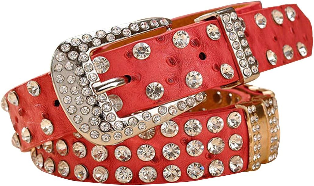 TIPINOICE Women's Western Cowgirl Rhinestone Studded Bling Belt, Length 41 inch