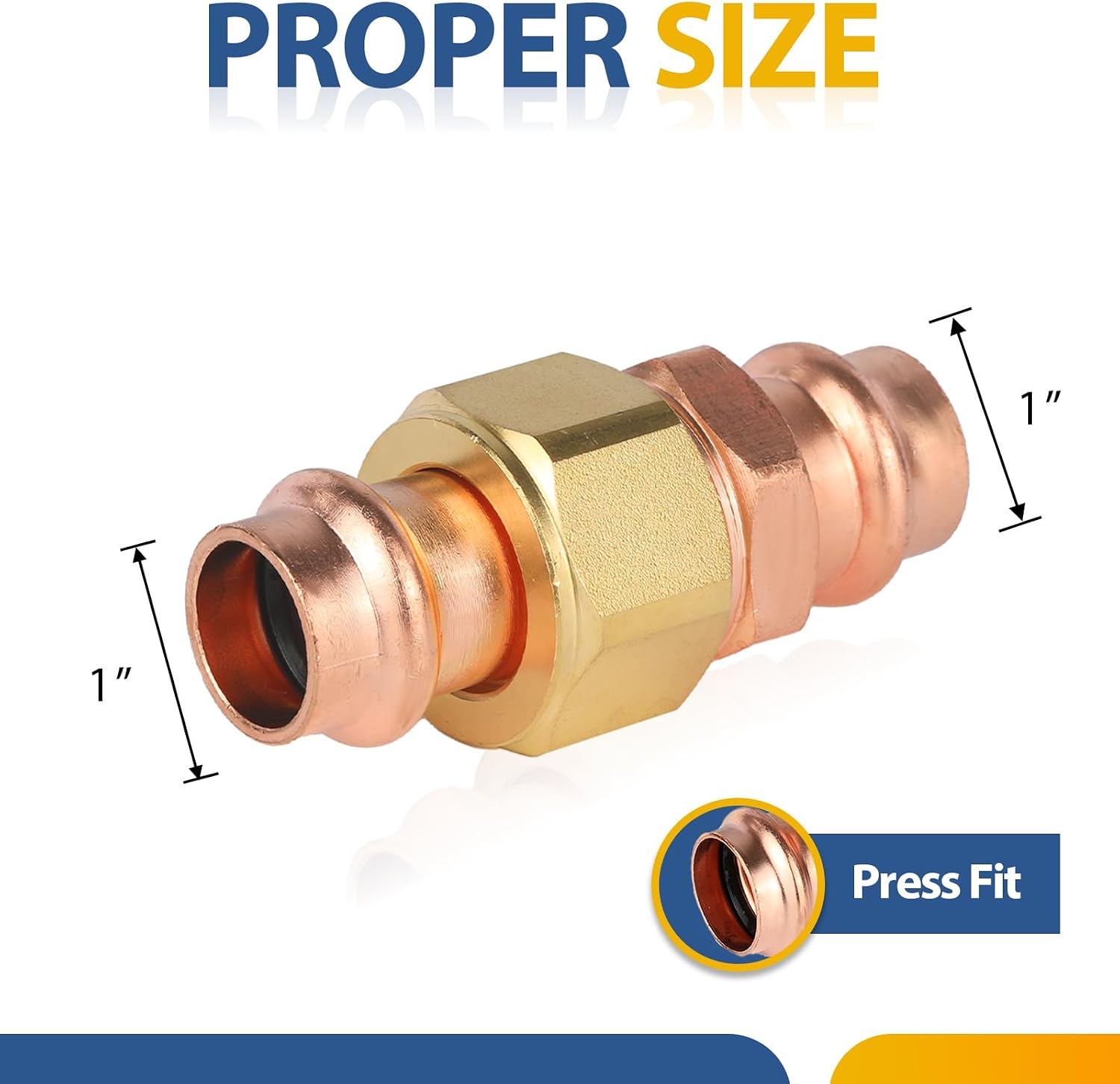 (Pack of 1) GUOFIS Copper Press Union Fittings,1" Press Coupling, Union LF Pressure Copper Coupler(PRESS070)